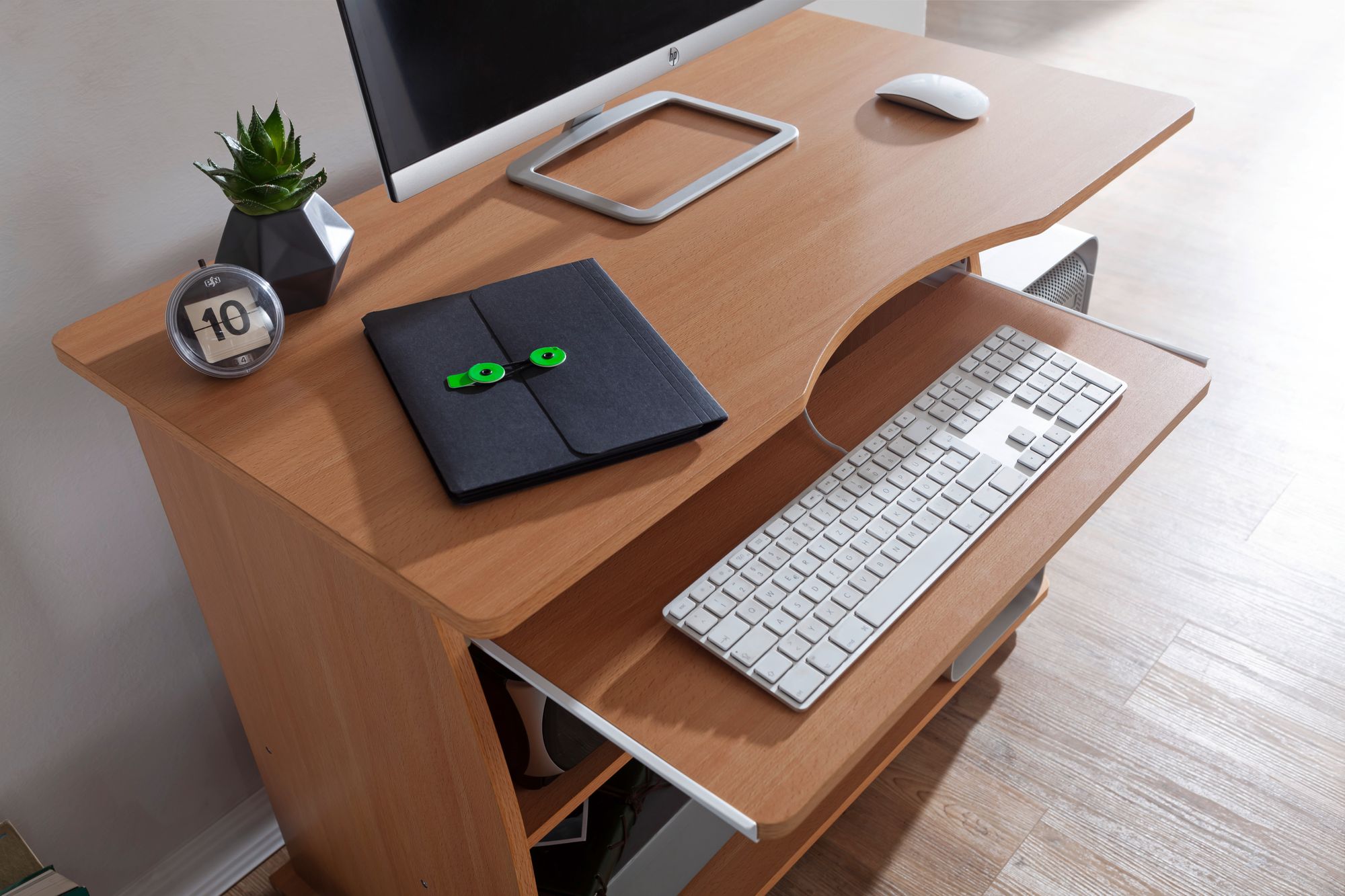 Mesa para laptop, mesa para computador, rodas de faia, teclado extraível, escrivaninha, mesa de trabalho