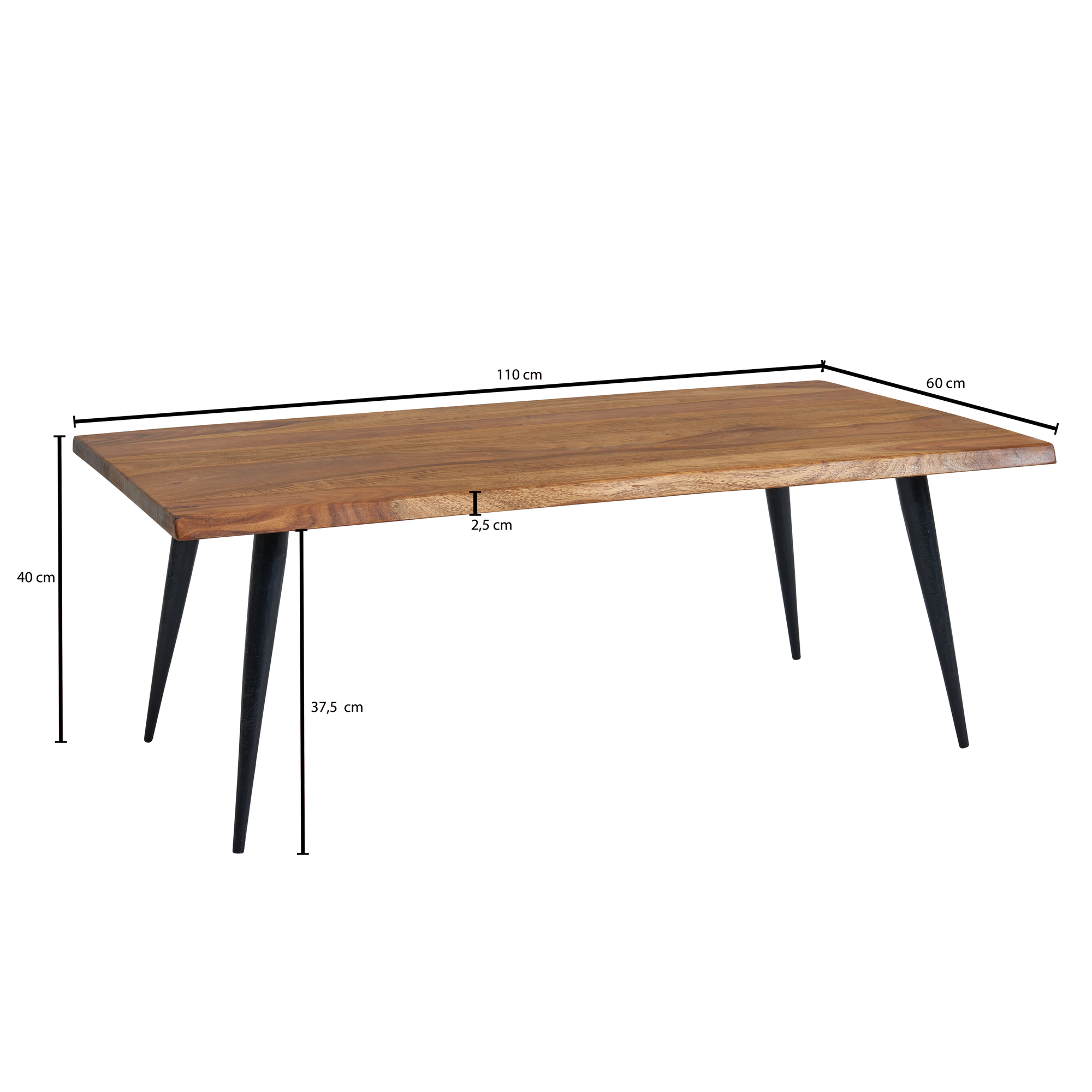 Mesa de centro wohnling 110x60x40 cm sofá de madeira maciça mesa de sala de estar