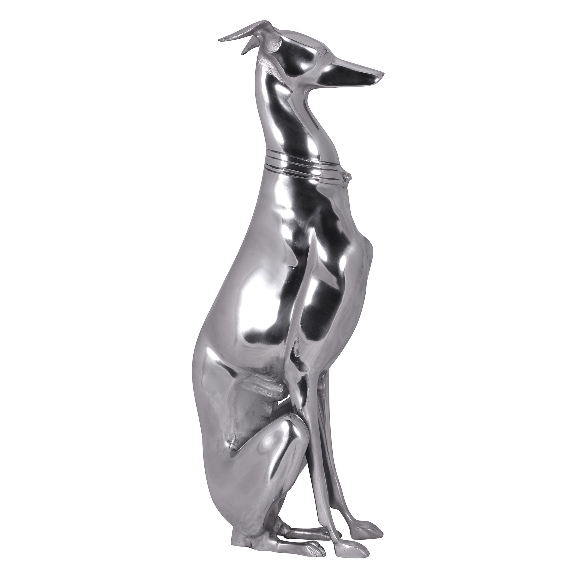 Wohnling design decorativo cão feito de alumínio prata galgo escultura estátua de cachorro