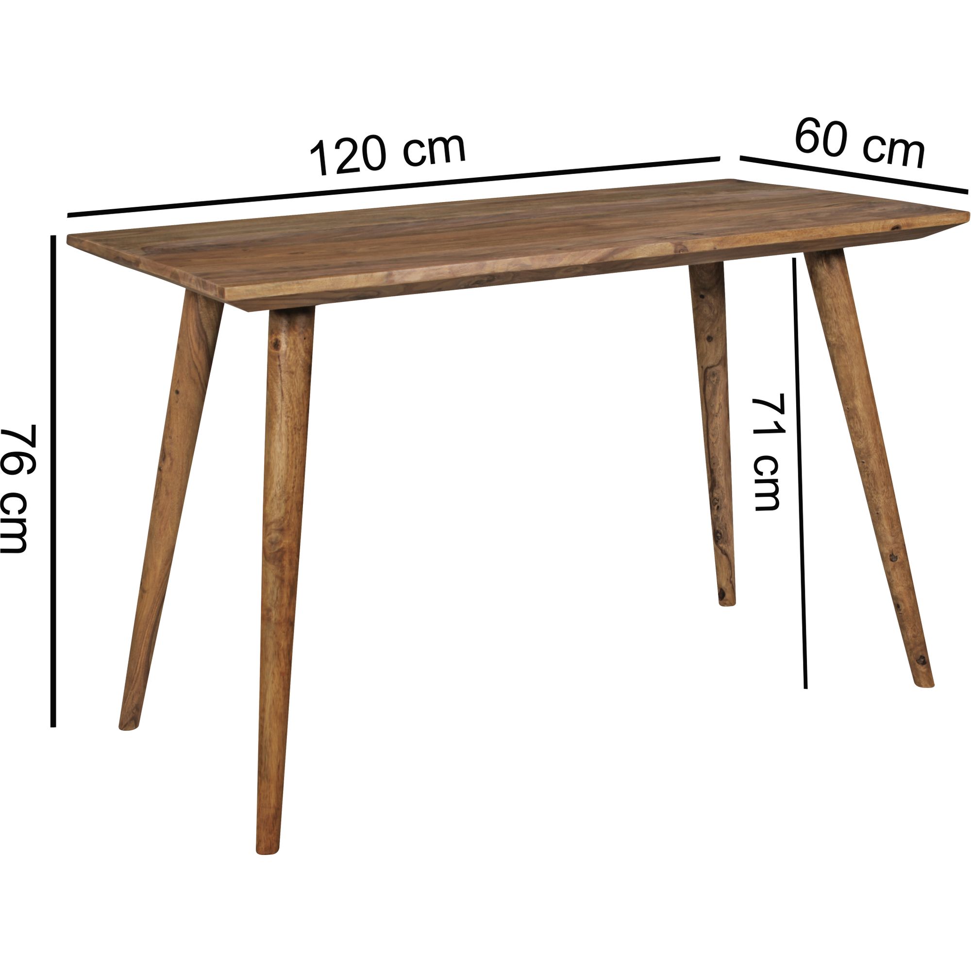 Mesa de jantar wohnling repa 120 x 60 cm mesa de jantar mesa de madeira maciça sheesham