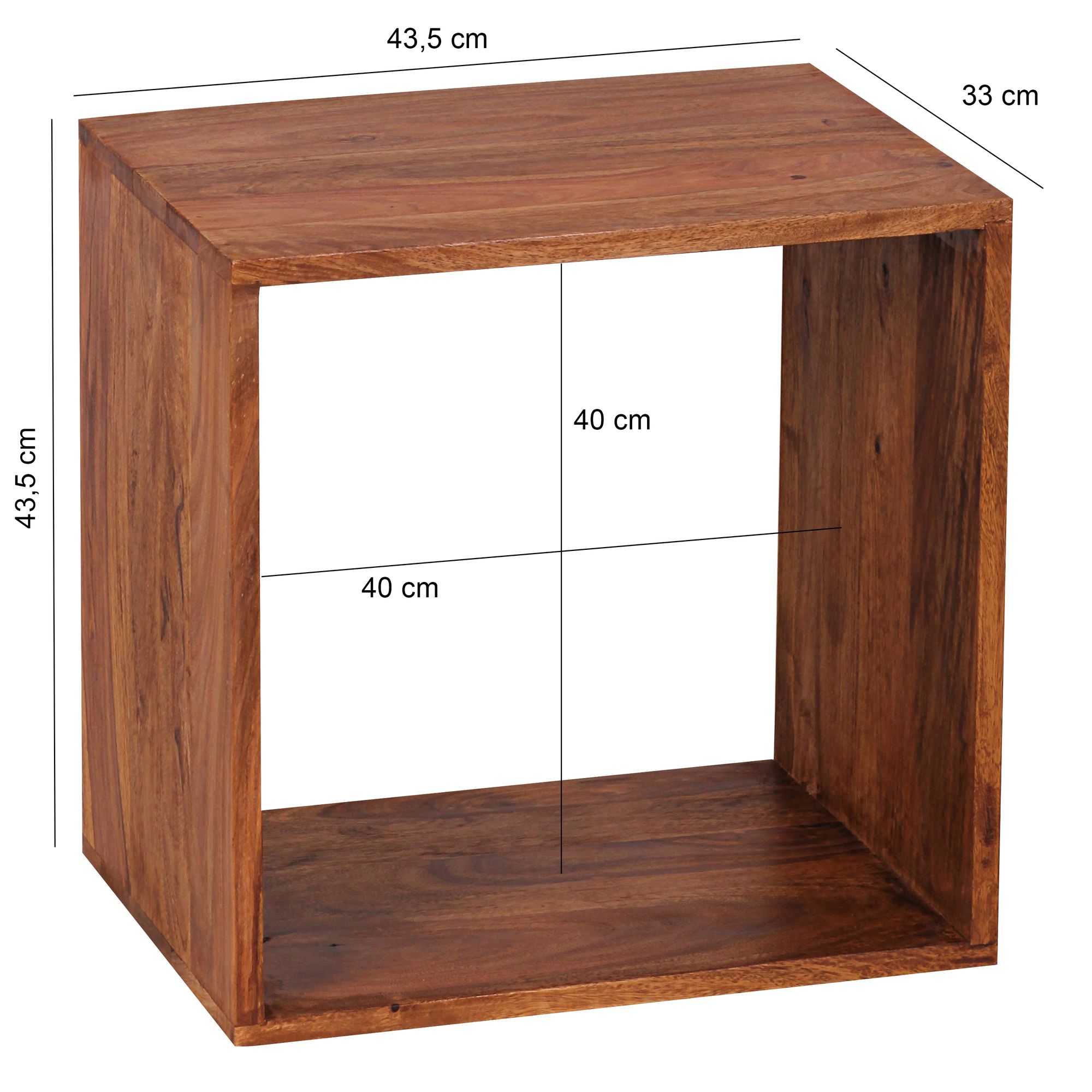 Prateleira de cubo de sheesham de madeira maciça wohnling 435x435 mesa lateral mesa de centro mumbai