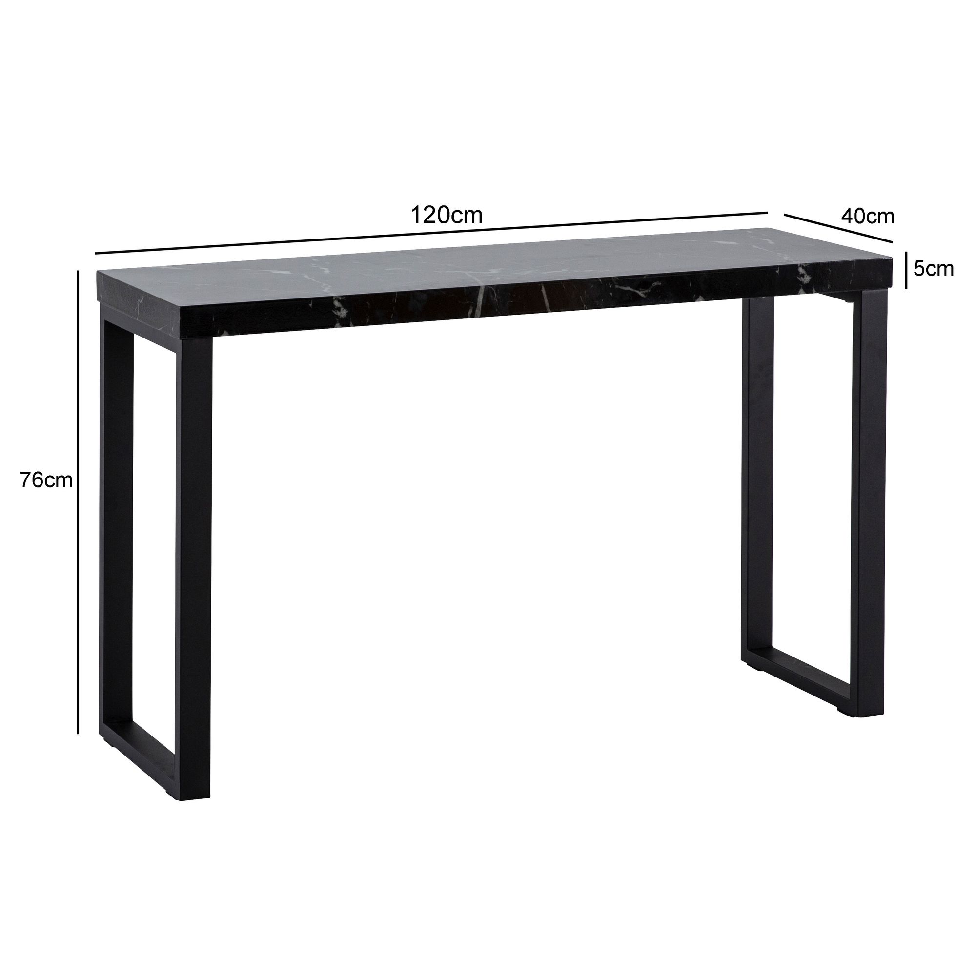 Mesa console wohnling 120 cm aparador estilo mármore mesa de corredor preta estreita