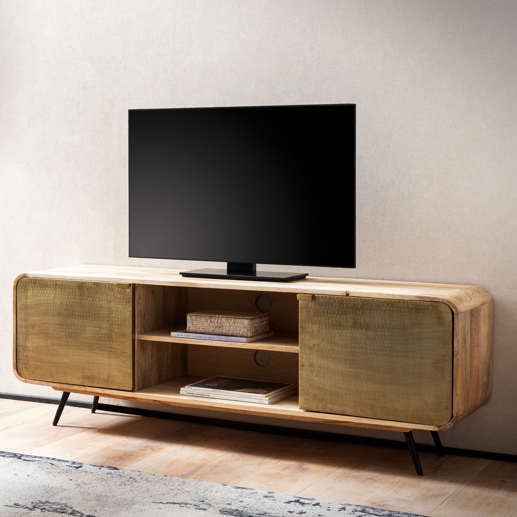 Armário de TV residente 160 cm lousa madeira sólida TV cômoda Armário de TV