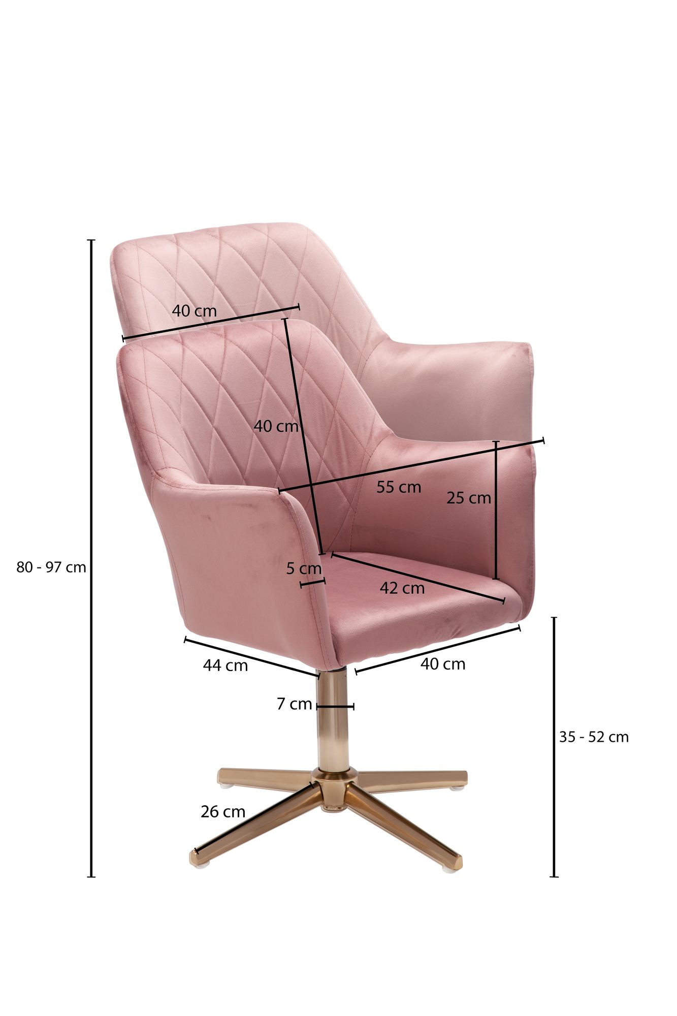 Wohnling cadeira giratória de veludo rosa cadeira de mesa rotativa cadeira de escritório em casa